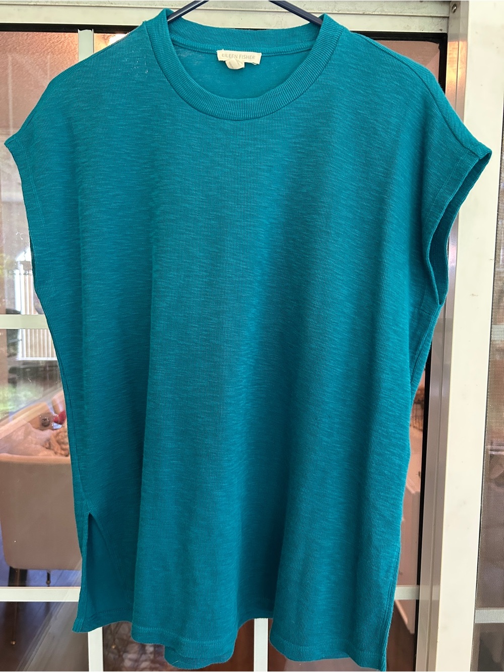 Eileen Fisher Teal Sleeveless Knit Shell